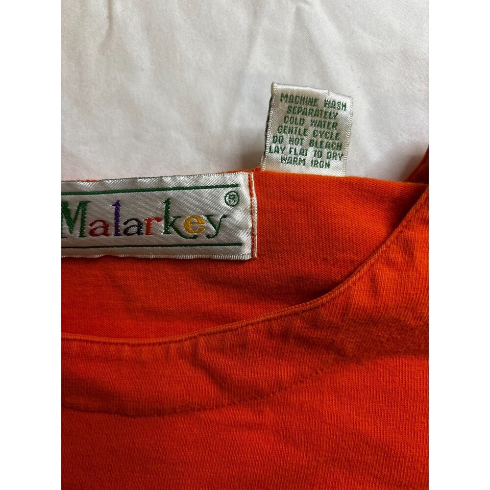 Vintage Malarkey 90s Halloween Long Sleeve Orange Shirt Frankenstein Ghost M - Picture 5 of 12